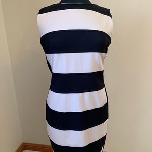 Calvin Klein Black and White Striped Dress Size 16